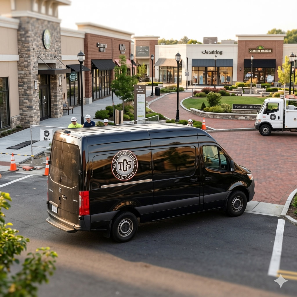 TCS van at a commercial shopping mall